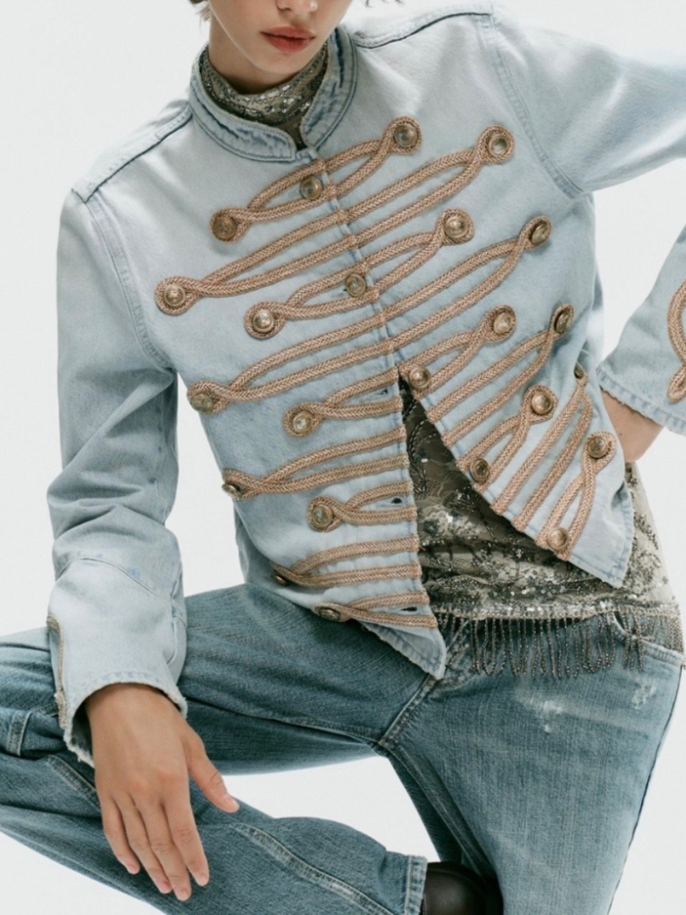Zara TRF DENIM BUTTON JACKET